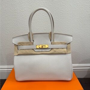 BRAND NEW FULL SET Hermes Birkin 30 GrisPale w/ Gold Hardware Stamp B w/ receipt